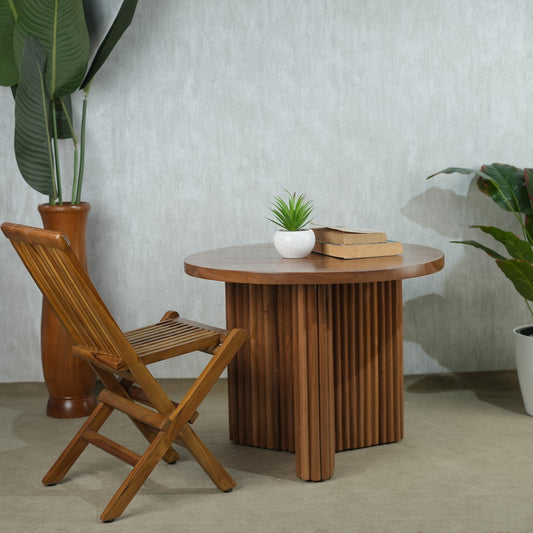 CAHAYA - Teak Slat Round Table