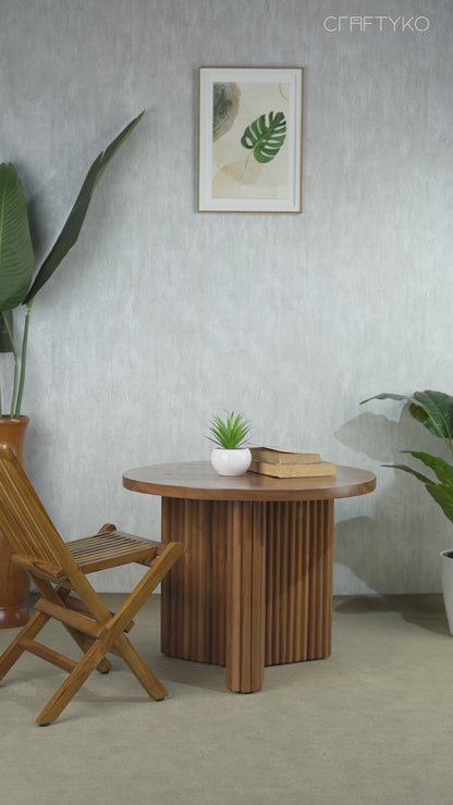 CAHAYA - Teak Slat Round Table